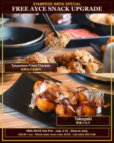 AYCE snack duo with fried chicken and takoyaki