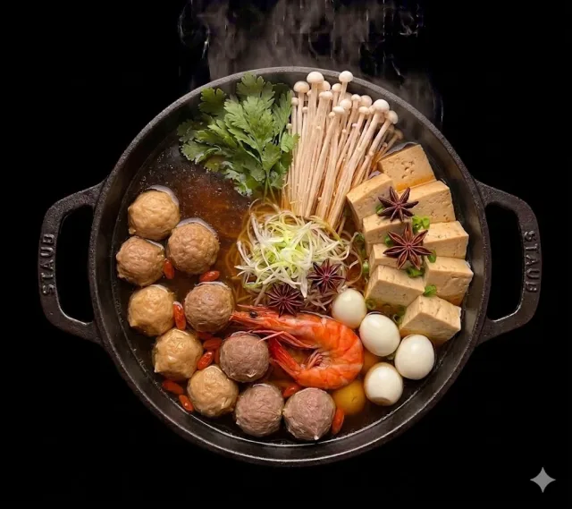 Individual hot pot soup base at Centre Street Japanese HotPot in Calgary